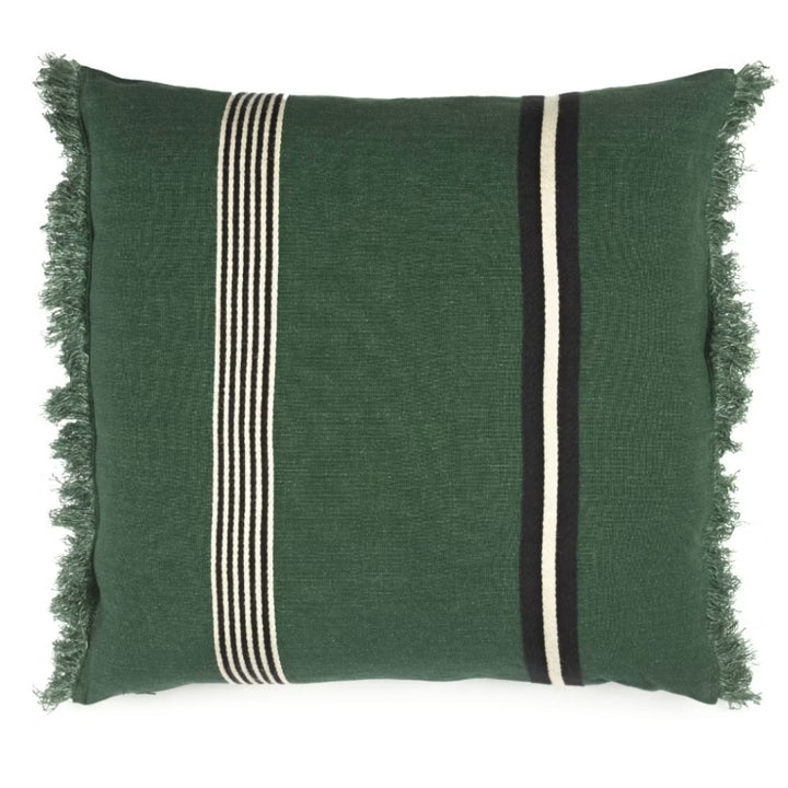 Nell Racing Green Stripe Linen Cushion Cover | Libeco | 63 x 63cm