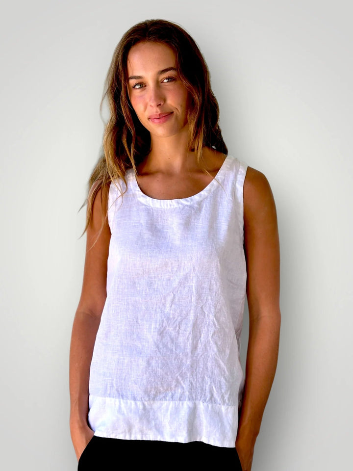 Frockk | Alice Linen Tank | White - Suzie Anderson Home