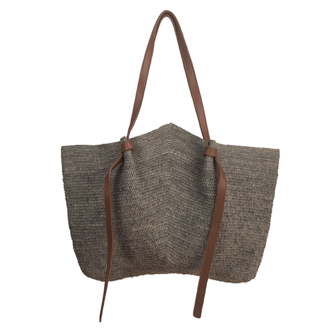 GemmaBag | XXL | Light Grey | Tan Leather - Suzie Anderson Home