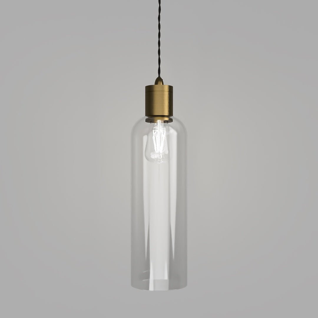 Glamour Pendant | Elong | Clear Glass | Old Brass Suspension | H48cm + Cord - Suzie Anderson Home