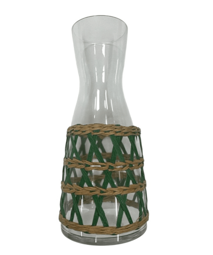 Glass & Rattan Carafe Congo Green - Suzie Anderson Home