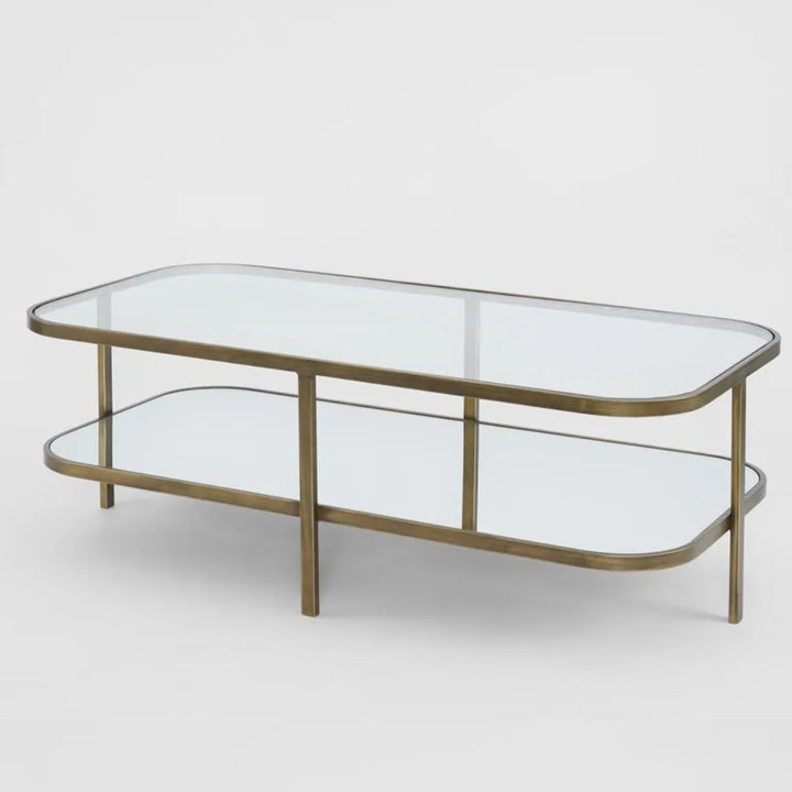 Louis Brass Iron Mirror Glass Coffee Table | W120 x D60.5 x H41cm