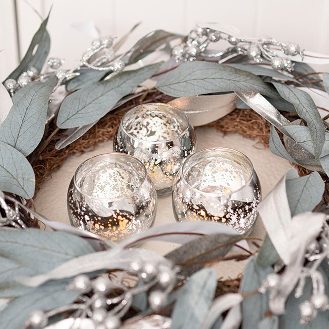Glass Tealight Candle Holder Mini Sphere Silver (5.5x6cmH) - Suzie Anderson Home