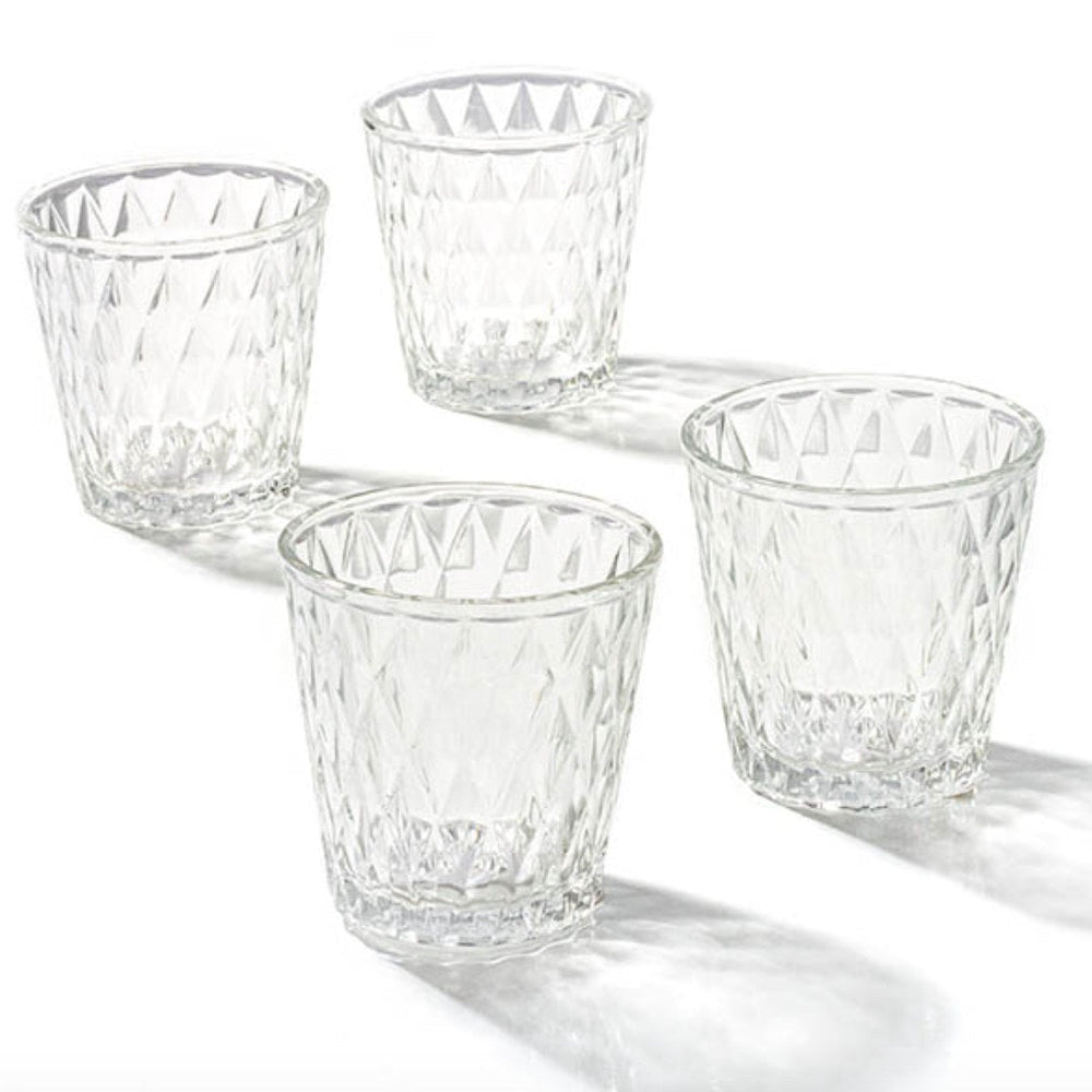Glass Votive Candle Holder Diamond Arya Clear - Suzie Anderson Home
