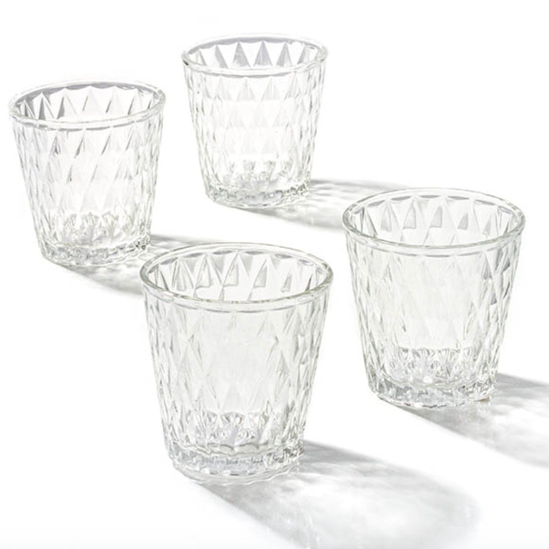 Glass Votive Candle Holder Diamond Arya Clear - Suzie Anderson Home