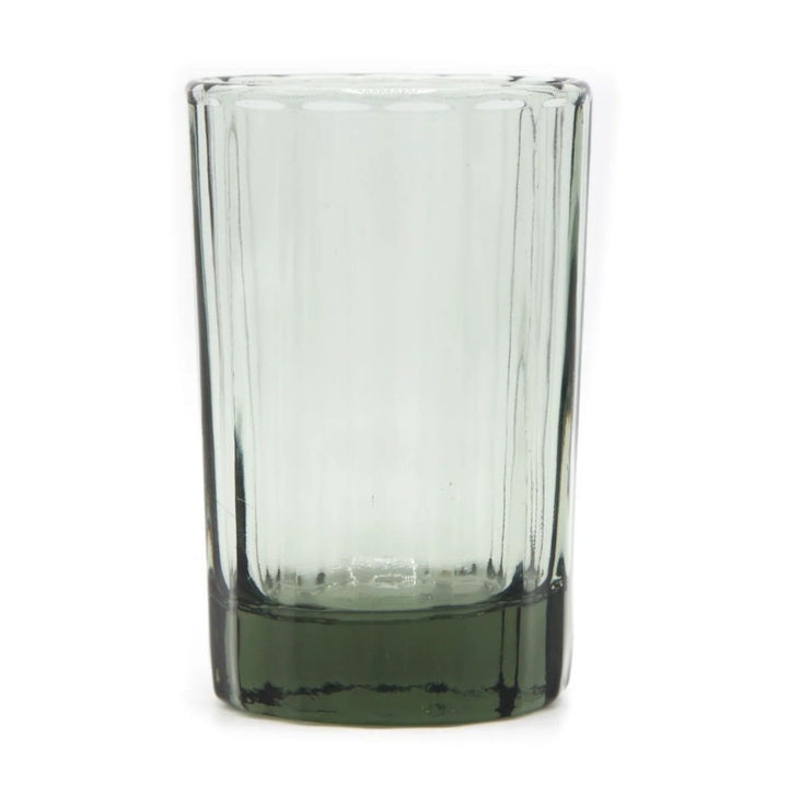 Reed Water Glass | Hand Pressed Recycled Glass | Smokey Green