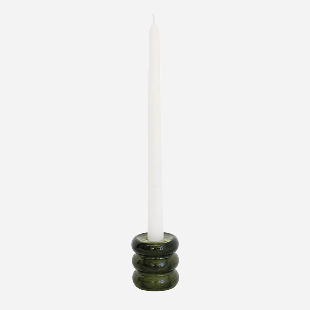 Verde Tinted Green Glass Candleholder