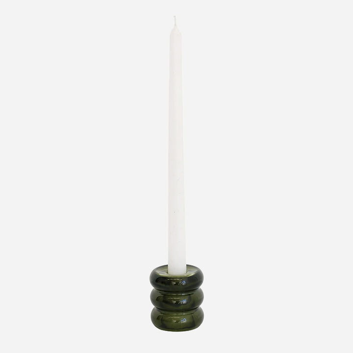 Verde Tinted Green Glass Candleholder