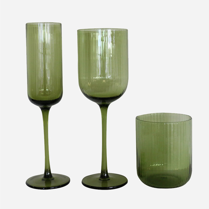 Botanica Green-Tinted Handblown Glass Champagne Flute