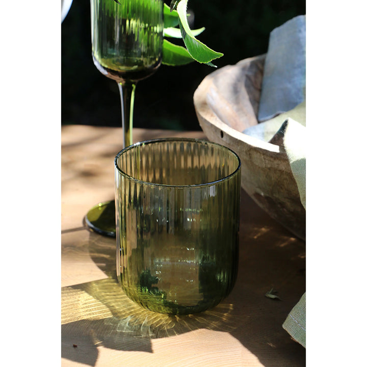 Botanica Green-Tinted Handblown Water Glass