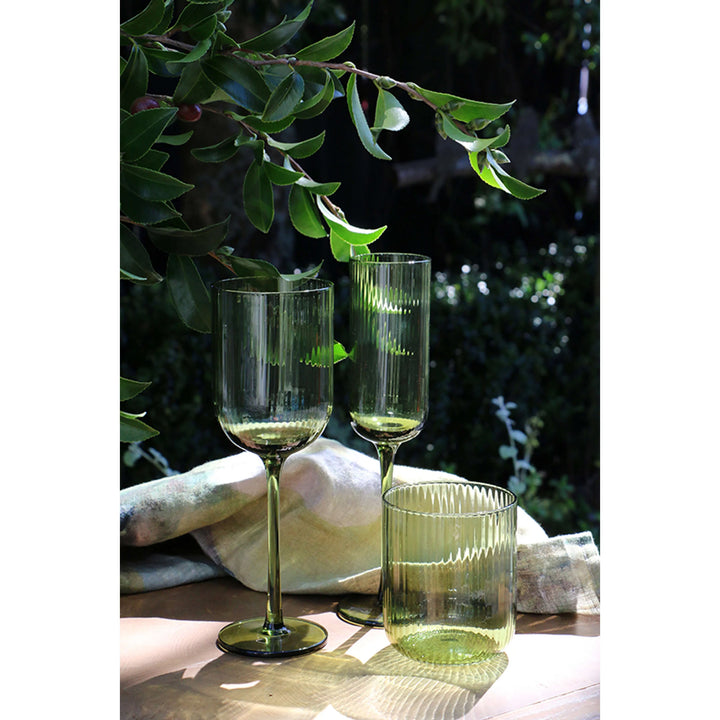 Botanica Green-Tinted Handblown Glass Champagne Flute