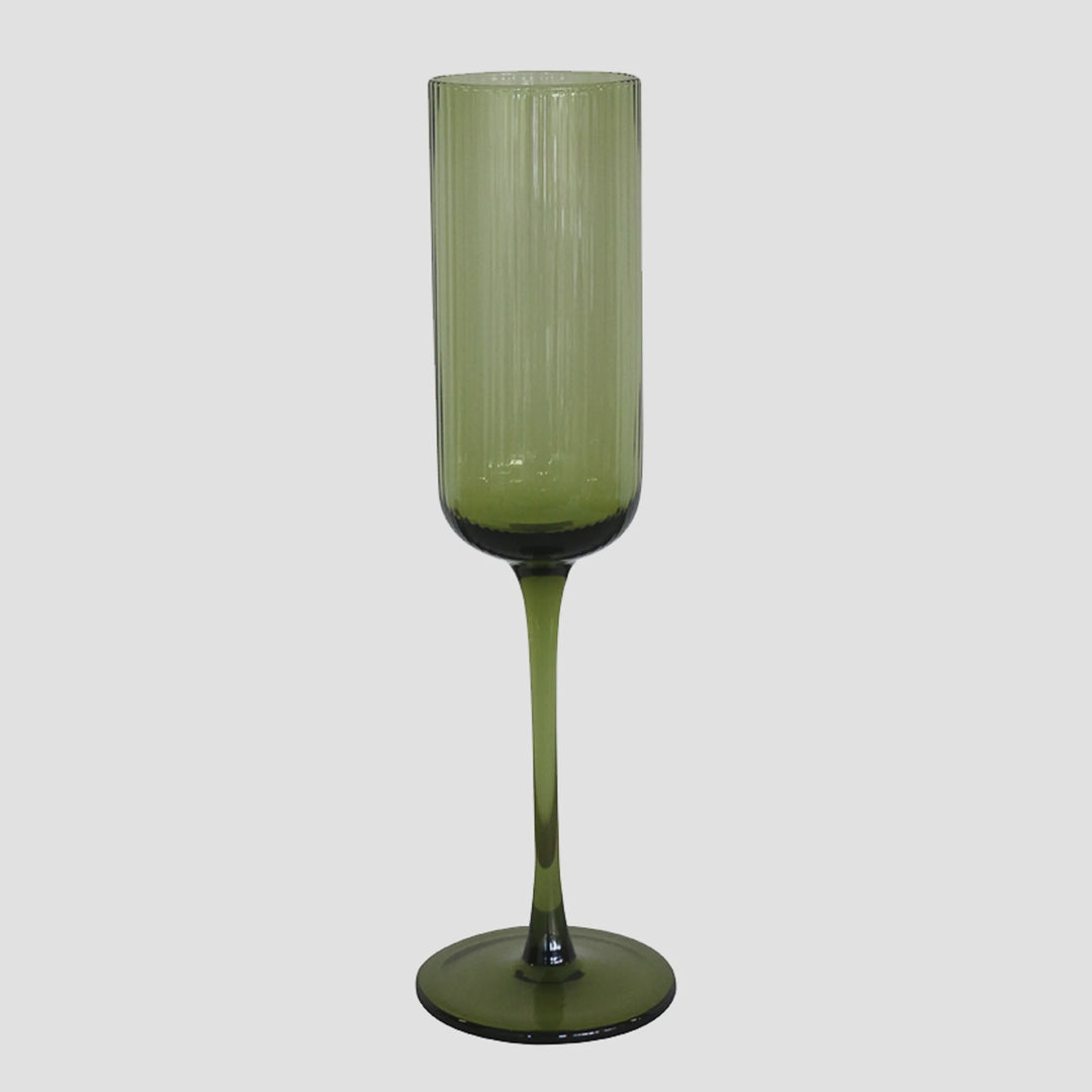 Botanica Green-Tinted Handblown Glass Champagne Flute