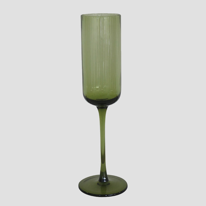 Botanica Green-Tinted Handblown Glass Champagne Flute
