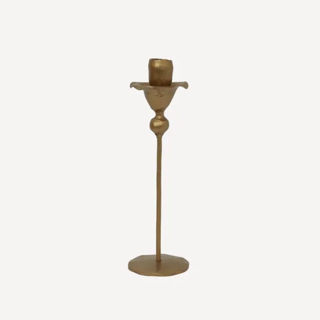 Gold Forged Iron Flower Candlestick | Medium H27cm - Suzie Anderson Home