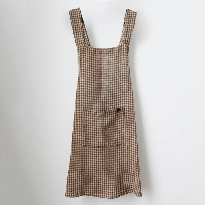 Ana Linen Apron | 90 x 130cm | Gingham Gold-Suzie Anderson Home