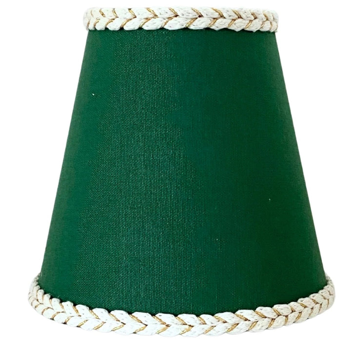 Verdant Green Braided Trim Lamp Shade  - For Rechargeable Lamp Base Only
