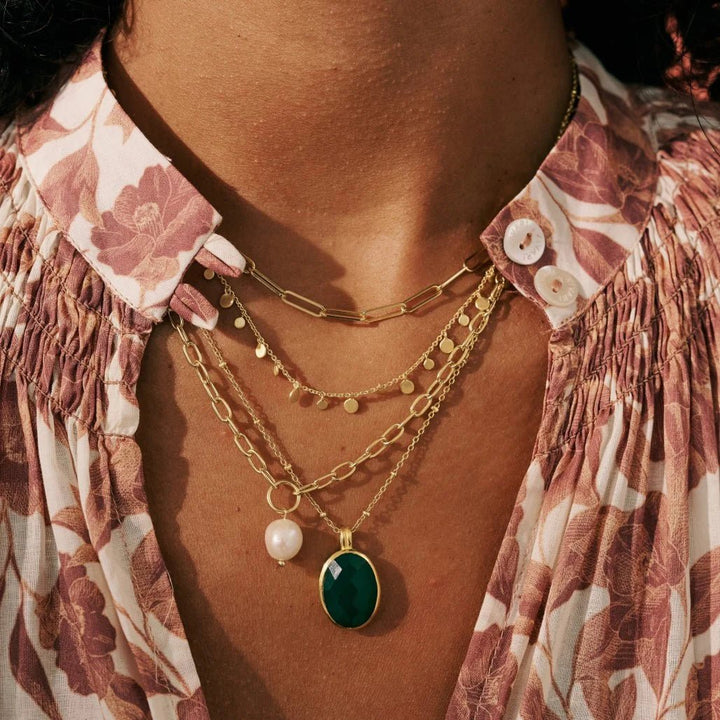 Green Onyx Pendant Necklace | Matt 18K Yellow Gold Plate - Suzie Anderson Home