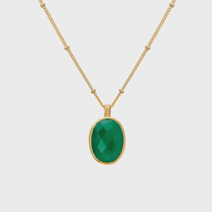 Green Onyx Pendant Necklace | Matt 18K Yellow Gold Plate - Suzie Anderson Home