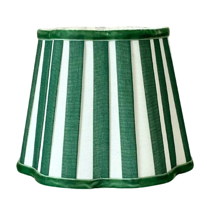Green Stripe Scalloped Lamp Shade  - For Rechargeable Lamp Base Only