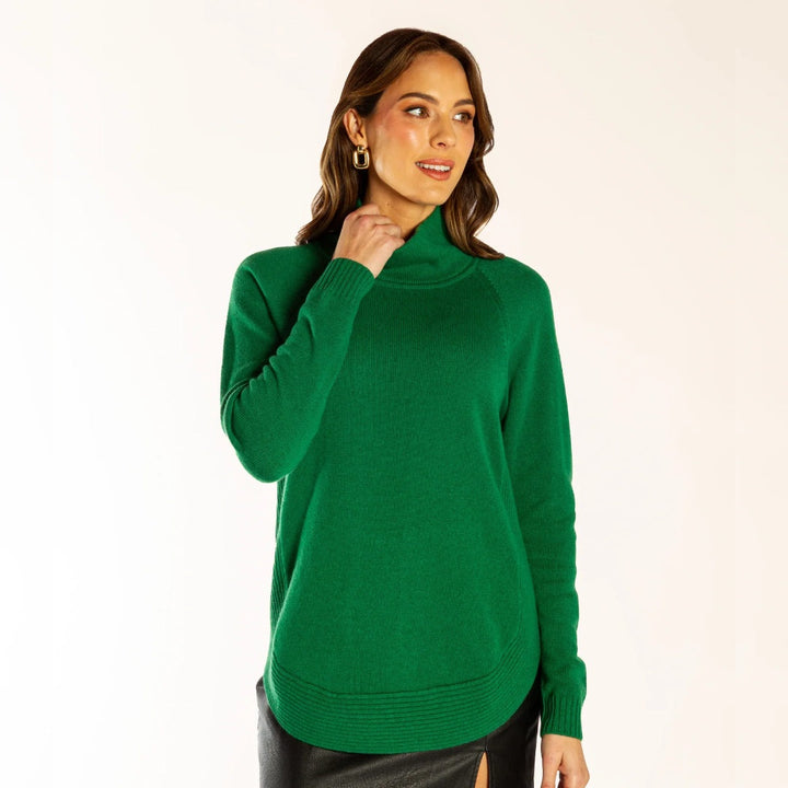 Bow | Funnel Neck | Merino Cashmere | Green