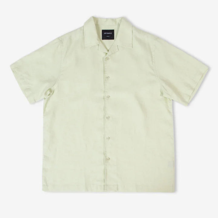 Simple | Cuban Linen Short Sleeve Shirt | Fog Green