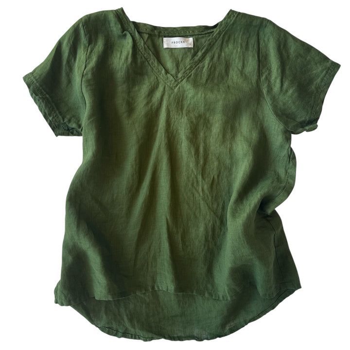 Frockk | Ellie V Neck Top | Moss
