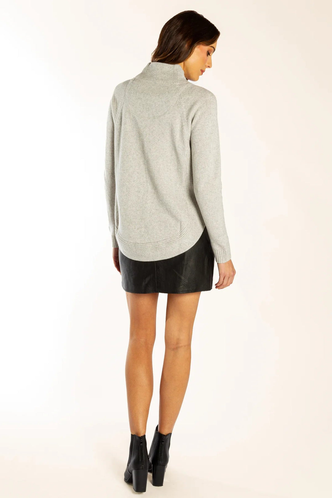 Grey Merino Wool Cashmere Funnel Neck Jumper - Suzie Anderson Home