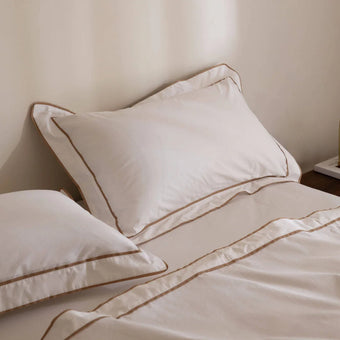 Grosgrain Caramel Tailored Standard Pillowcase PAIR 400TC-Suzie Anderson Home
