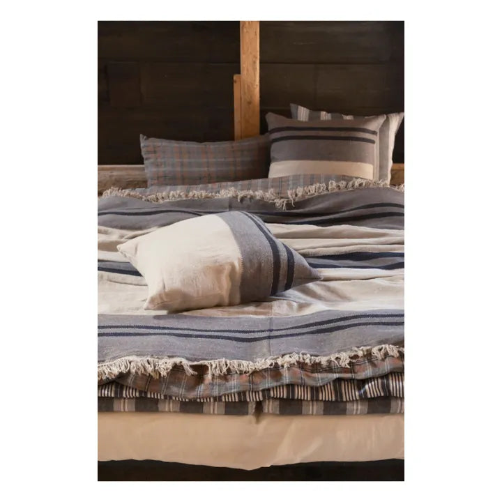 Black House Stripe Charcoal Cushion Cover | Linen/Wool | 63x63cm