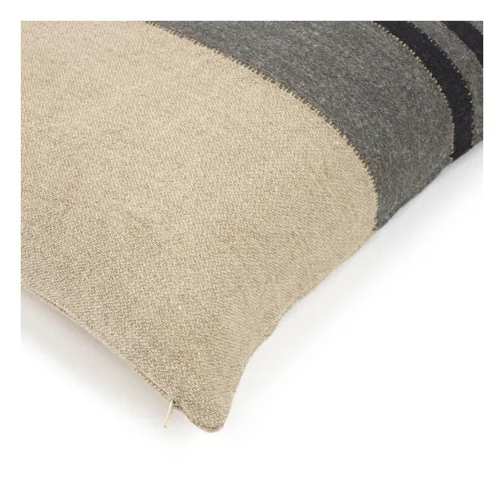 Black House Stripe Charcoal Cushion Cover | Linen/Wool | 50x50cm