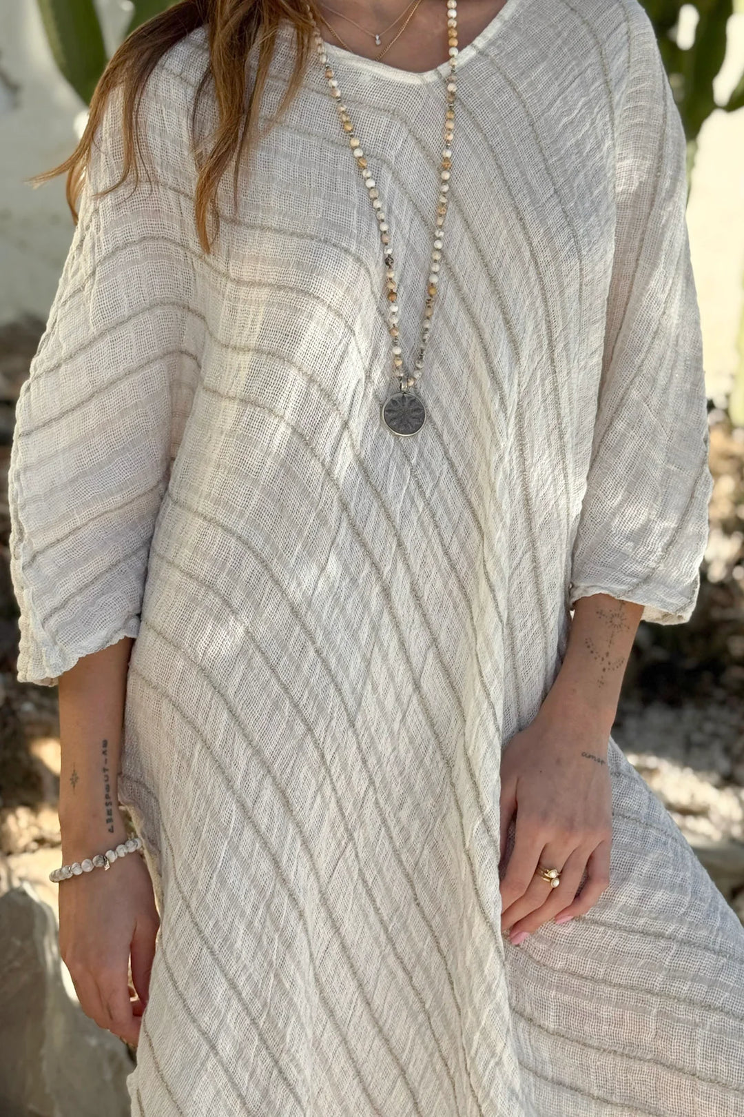 Bypias | Hallie Linen Kaftan | White Beige
