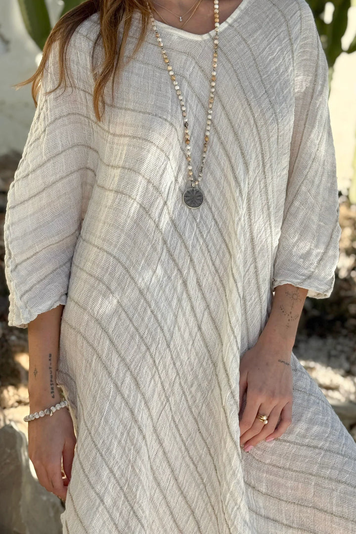 Bypias | Hallie Linen Kaftan | White Beige
