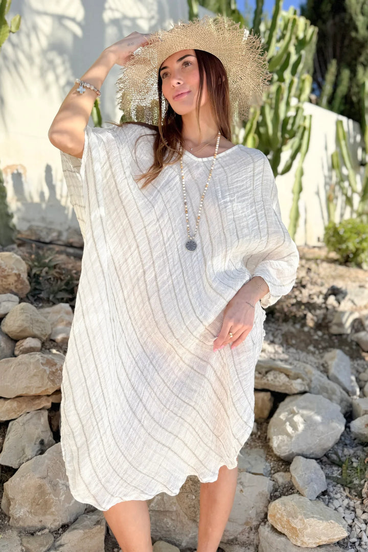 Bypias | Hallie Linen Kaftan | White Beige