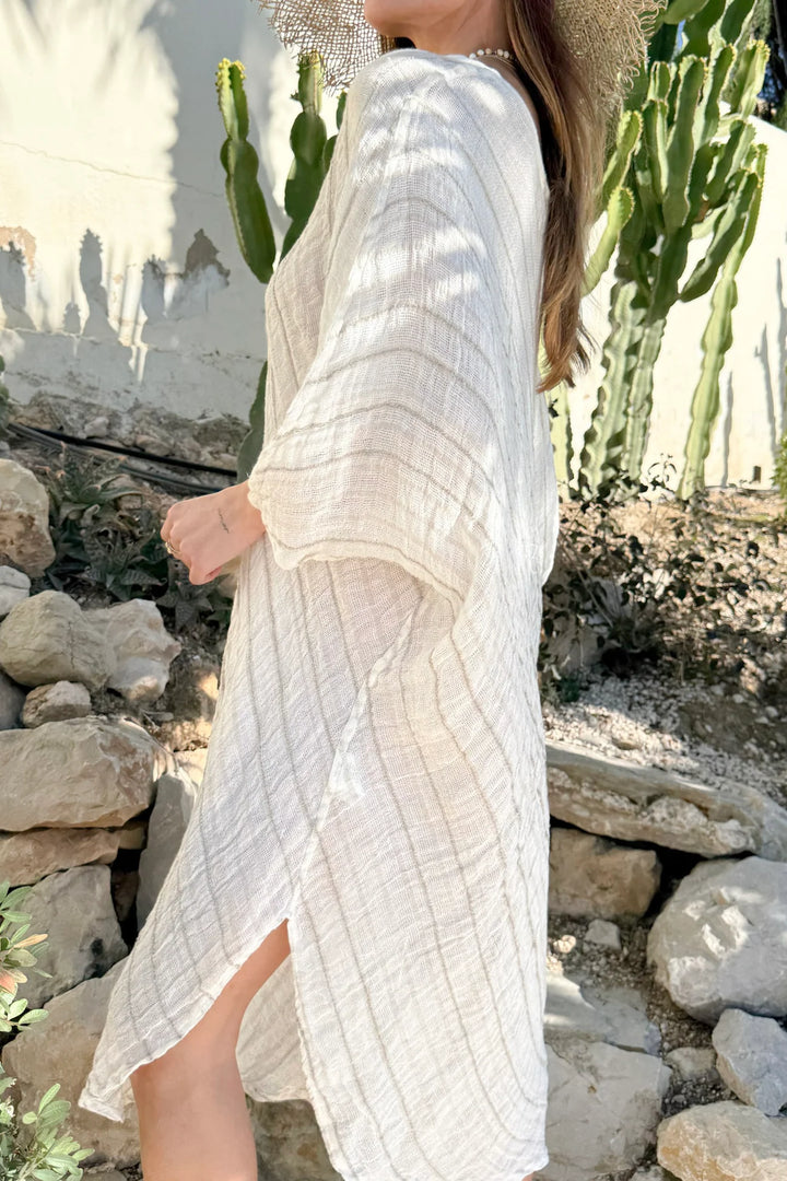 Bypias | Hallie Linen Kaftan | White Beige