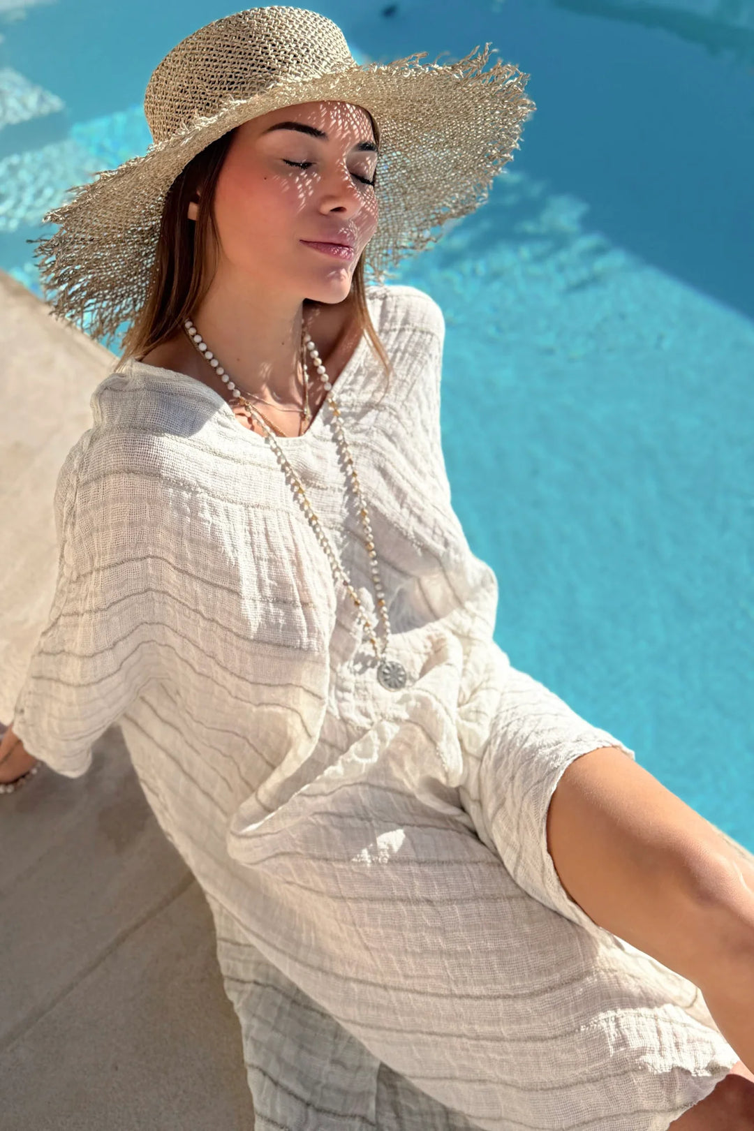 Bypias | Hallie Linen Kaftan | White Beige