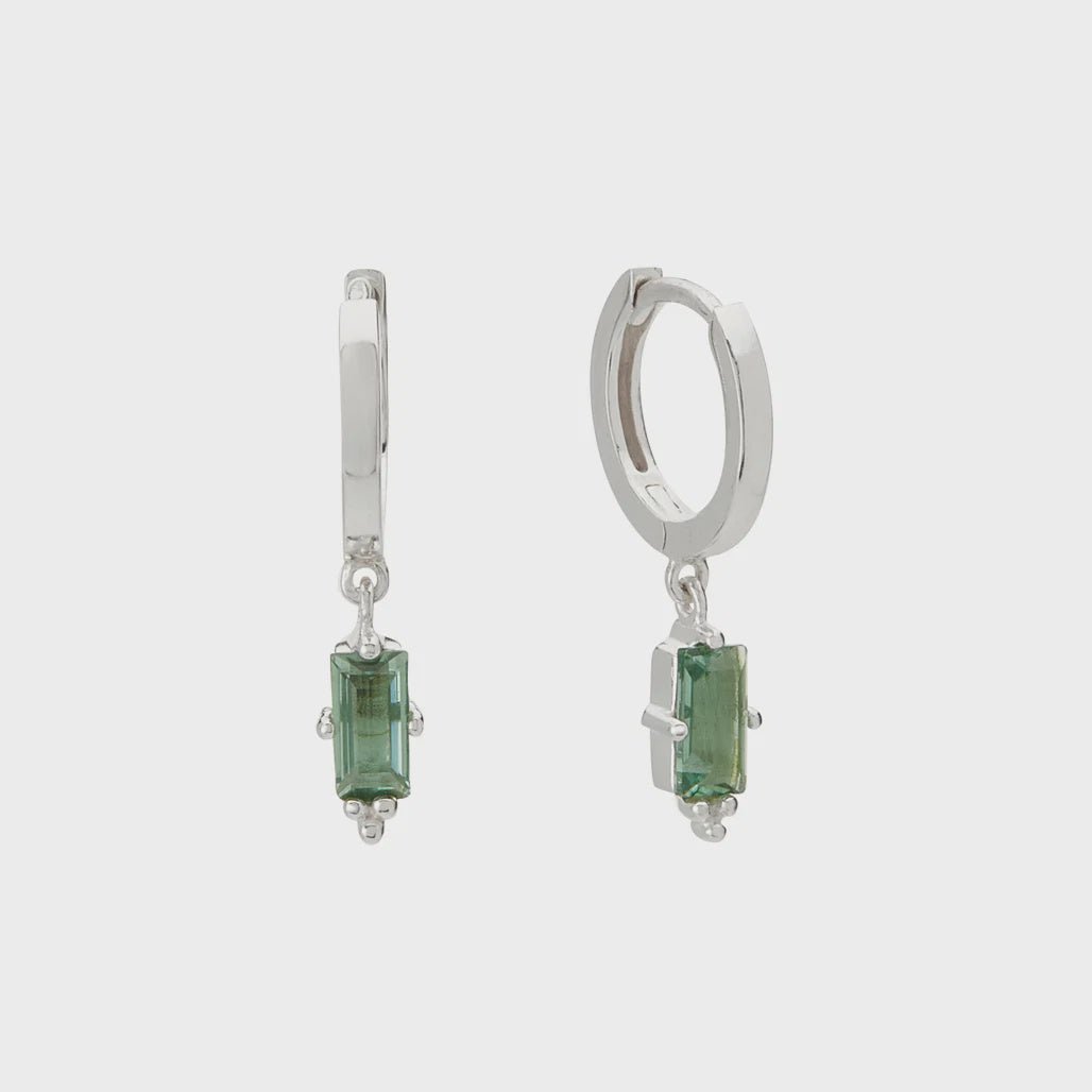 Hanging Huggies with Green Quartz | Sterling Silver - Suzie Anderson Home