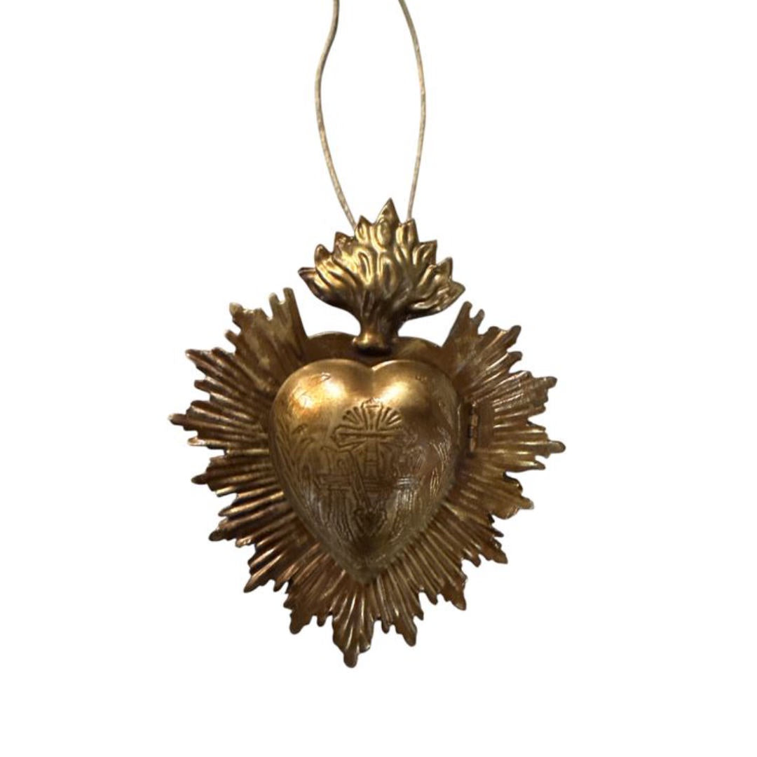 Antique Gold Secret Sacred Heart Ornament
