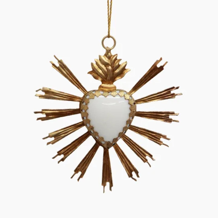 Hanging Burst Heart with Stone Ornament