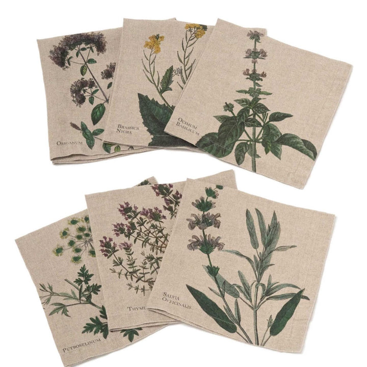 Fine Herbs | Linen Napkins  | Set of 6 Mixed