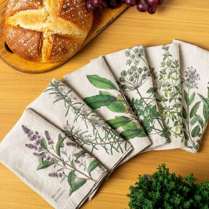 Fine Herbs | Linen Napkins  | Set of 6 Mixed