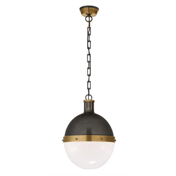 Hicks Pendant Bronze/Brass w White Glass | Large | 32cmD-Suzie Anderson Home