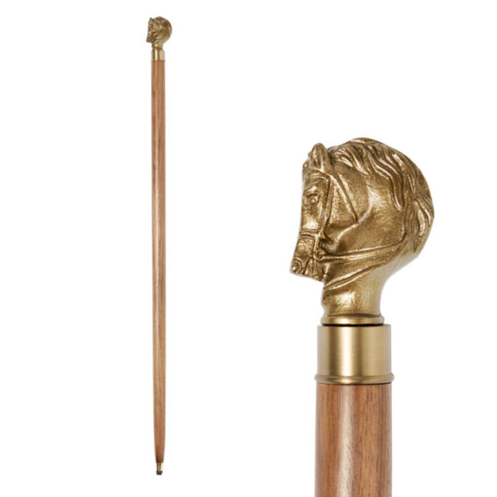 Horse Head Brass Walking Stick (Costume Accessory Only)