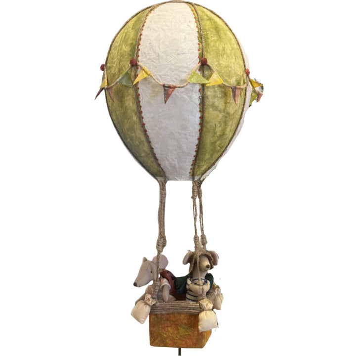 Paper Hot Air Balloon with Pair of Travelling Mice | Handcrafted by Local Artist Rossana Perry