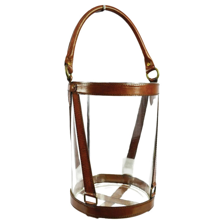 Hurricane Lantern | Glass & Tan Leather | Large
