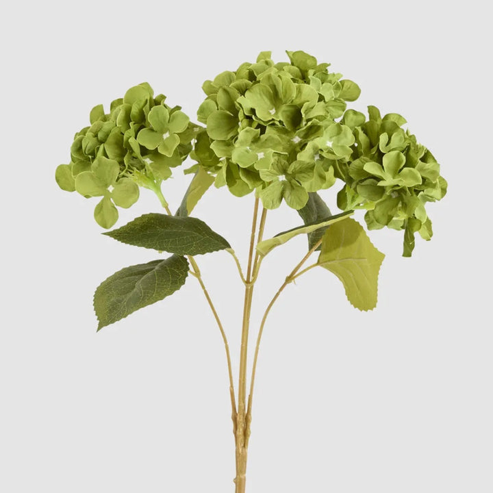 Faux Green Hydrangea Bunch | 5 Head