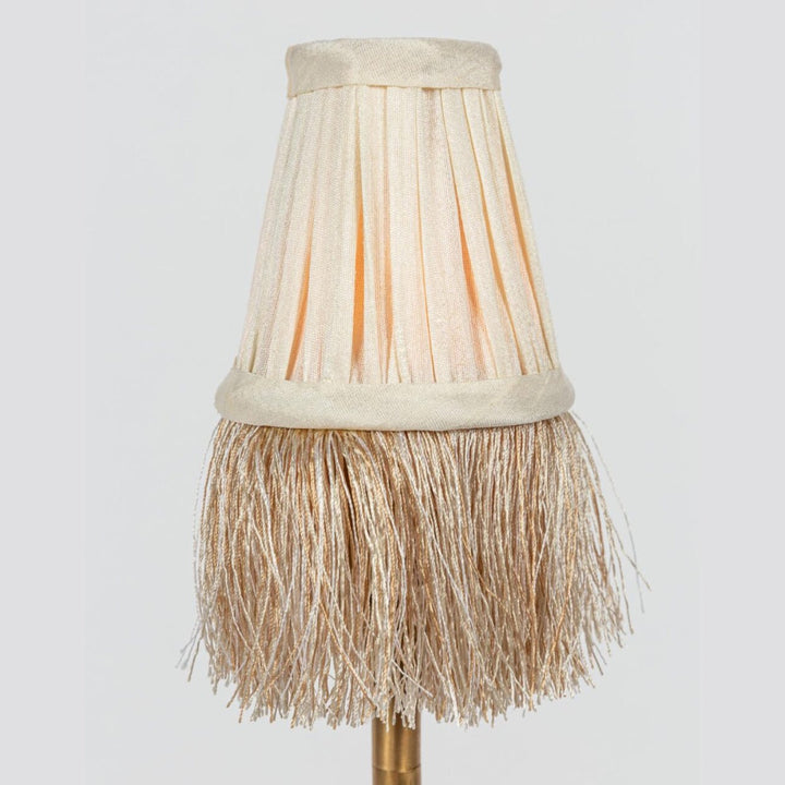 Pleated Lamp Shade with Fringe | Mini Ivoire | 8 x 4.5cm |