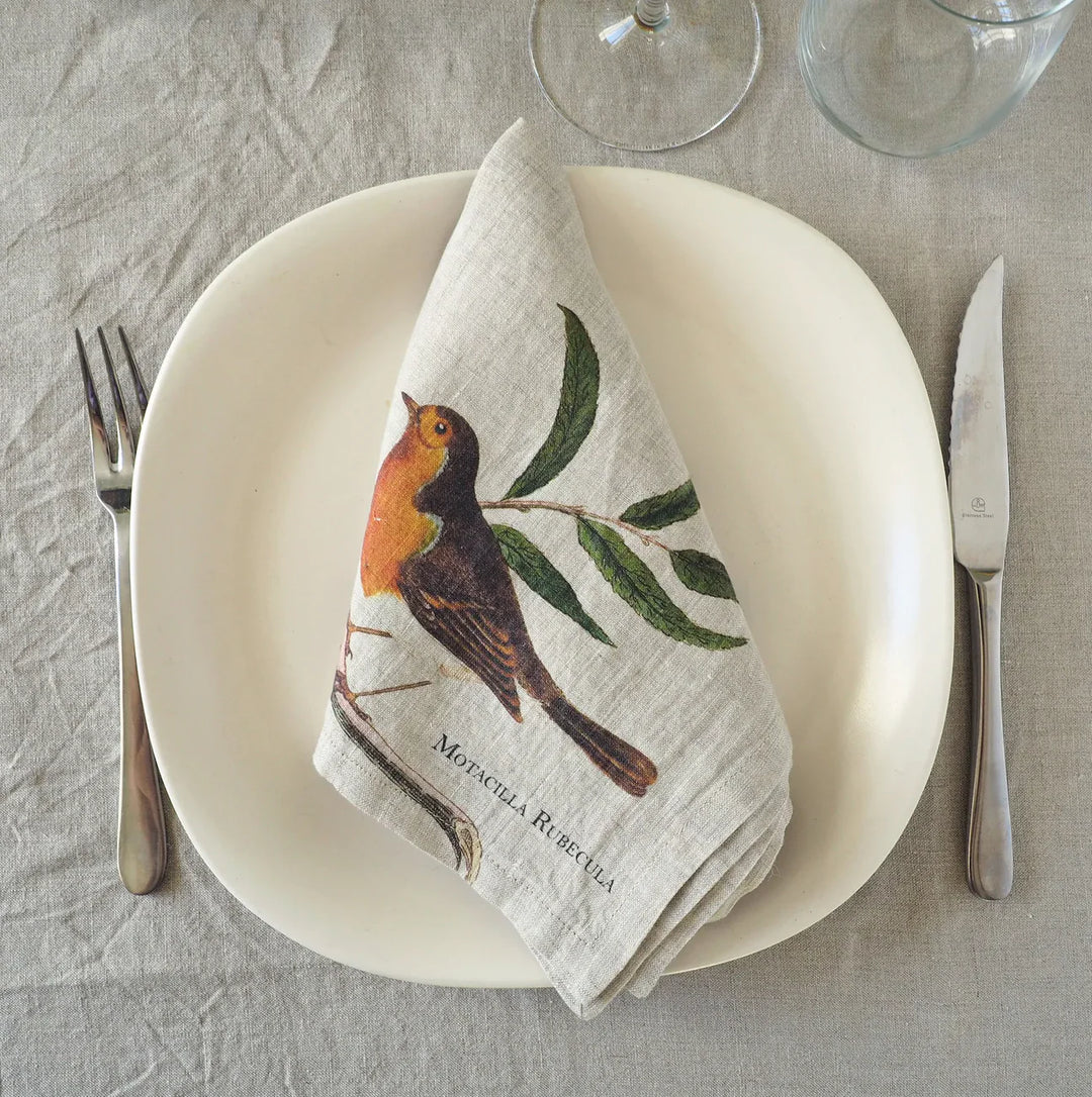 Small Birds | Linen Napkins | Set of 6 mixed