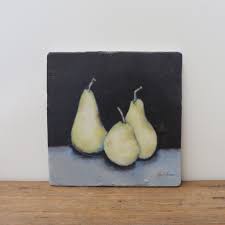 Hand-Painted Midnight Pears Trivet