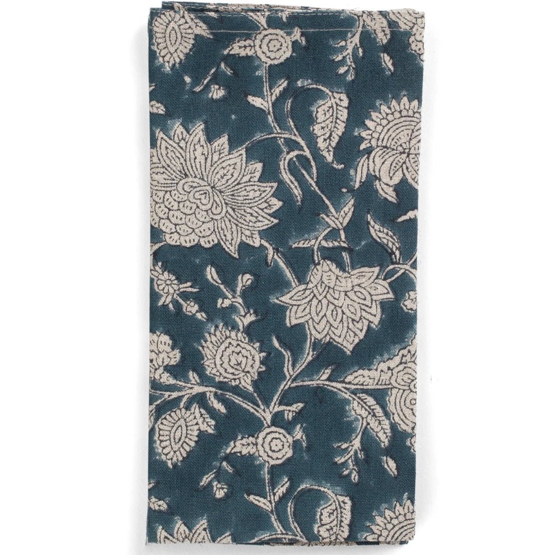 Indian Rose | SET OF 2 Linen Napkins | Denim Blue - Suzie Anderson Home