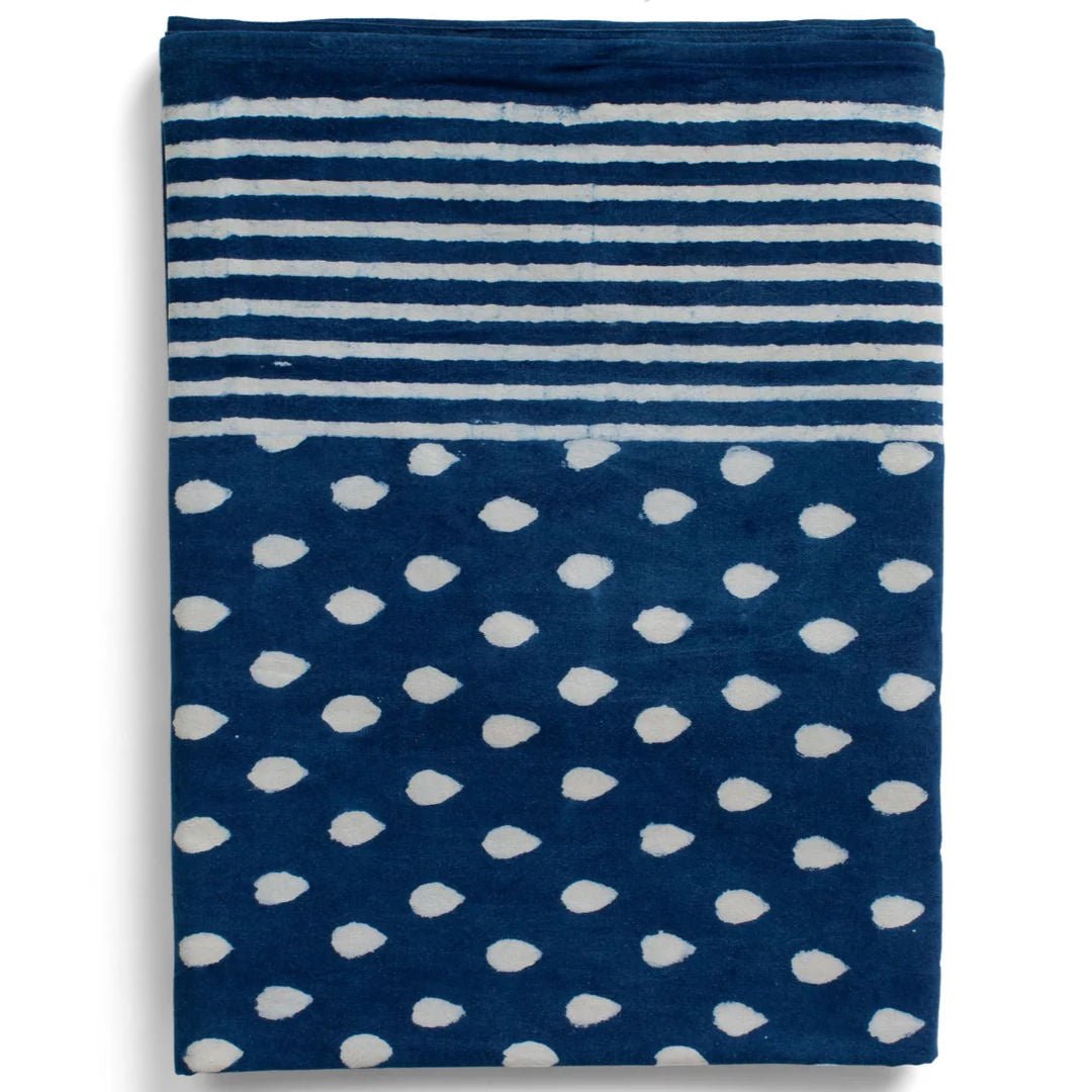Indigo Drop | Cotton Tablecloth | Square 120 x 120cm - Suzie Anderson Home